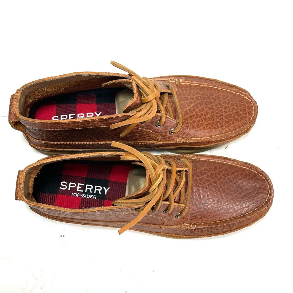 Sperry A/O Mens Boat Chukka Boots‎ Brown Distressed Leather